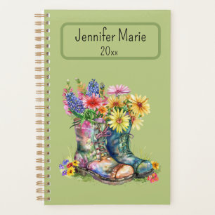Flowers in Boots Personalise with Name, Year  Planner