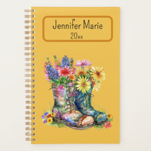 Flowers in Boots Personalise with Name, Year Planner