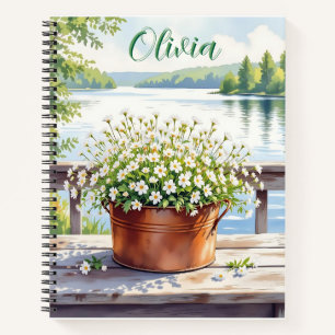 Flowers in Copper pot on Lakehouse Deck Notebook