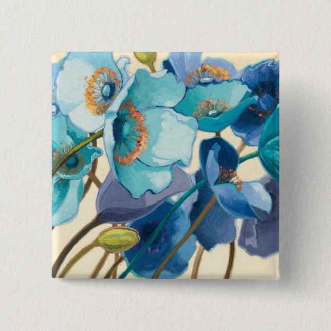 Flowers in Different Shades of Purple and Blue 15 Cm Square Badge (Front)