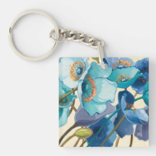 Flowers in Different Shades of Purple and Blue Key Ring