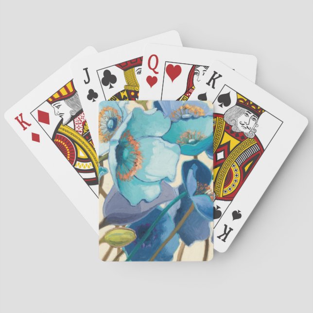 Flowers in Different Shades of Purple and Blue Playing Cards (Back)