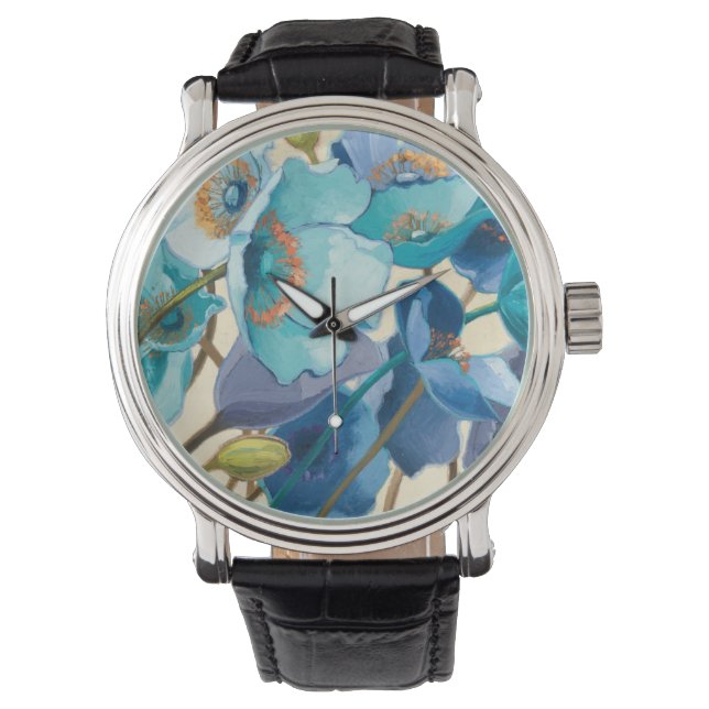 Flowers in Different Shades of Purple and Blue Watch (Front)