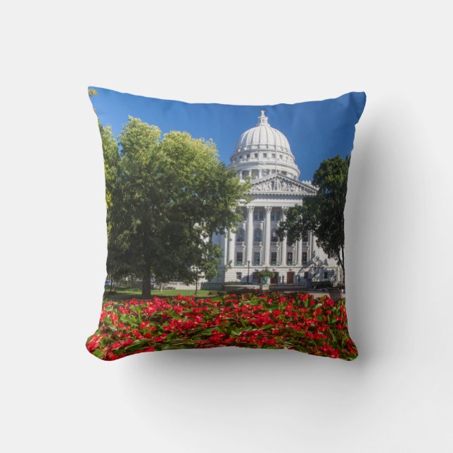 Flowers In Front Of State Capitol Building Cushion (Front)