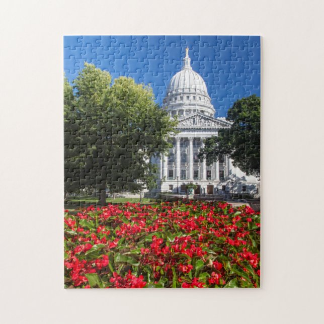 Flowers In Front Of State Capitol Building Jigsaw Puzzle (Vertical)