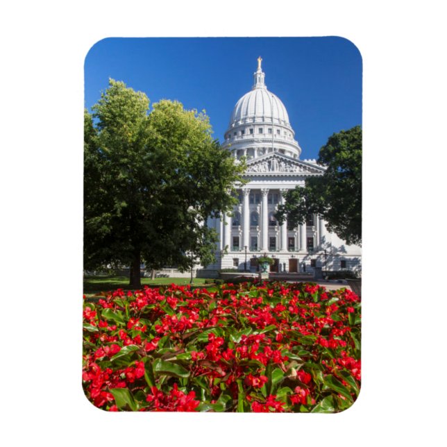Flowers In Front Of State Capitol Building Magnet (Vertical)