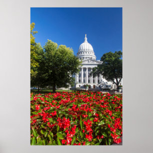 Flowers In Front Of State Capitol Building Poster