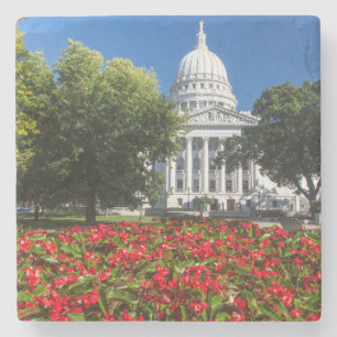 Flowers In Front Of State Capitol Building Stone Coaster