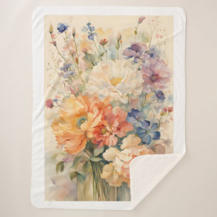 flowers in gardern bath mat sherpa blanket