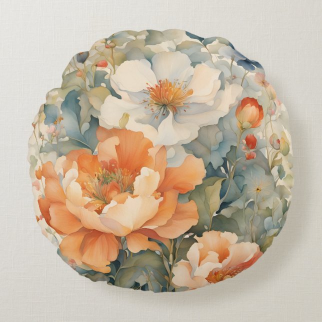 Flowers in gardern round cushion (Front)