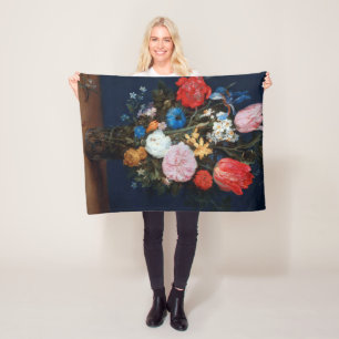 Flowers in Glass Vessel, Jan Brueghel the Elder Fleece Blanket