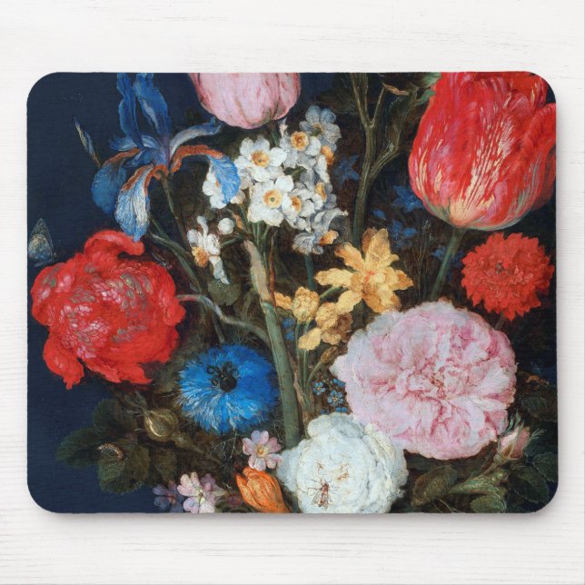 Flowers in Glass Vessel, Jan Brueghel the Elder Mouse Mat (Front)