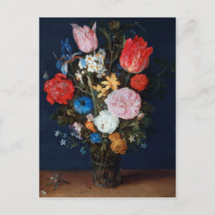 Flowers in Glass Vessel, Jan Brueghel the Elder Postcard