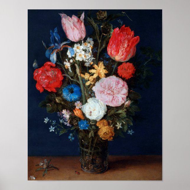 Flowers in Glass Vessel, Jan Brueghel the Elder Poster (Front)