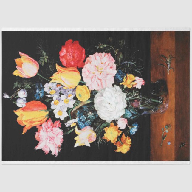 Flowers in Glass Vessel, Jan Brueghel the Younger Tissue Paper (Front)