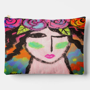 Flowers in Her Hair Abstract Art Accessory Pouch