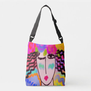 Flowers in Her Hair Abstract Painting Crossbody Bag
