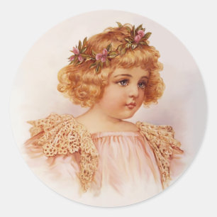 Flowers in Her Hair Classic Round Sticker