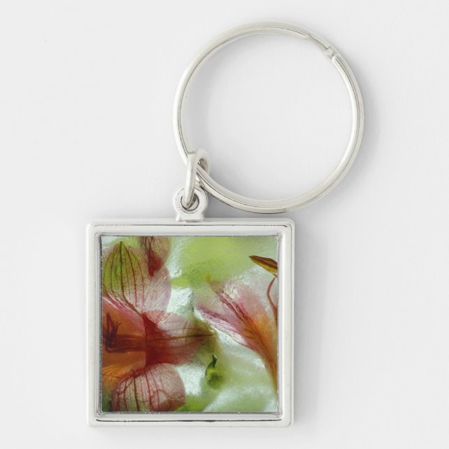 Flowers in ice key ring (Front)