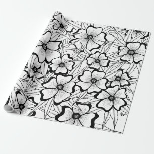 Flowers in Ink Wrapping Paper