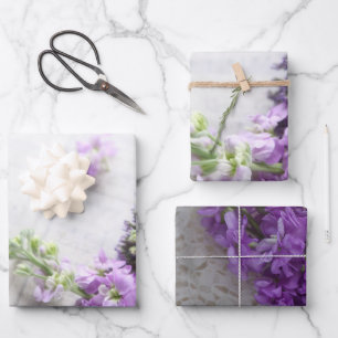 Flowers in lavender shades wrapping paper sheet
