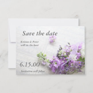 flowers in lavenderwith music save the date card