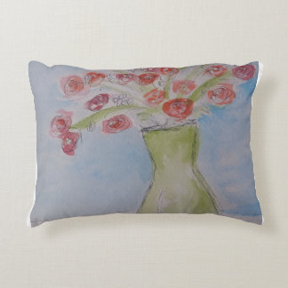 Flowers in Light Green Vase Decorative Cushion