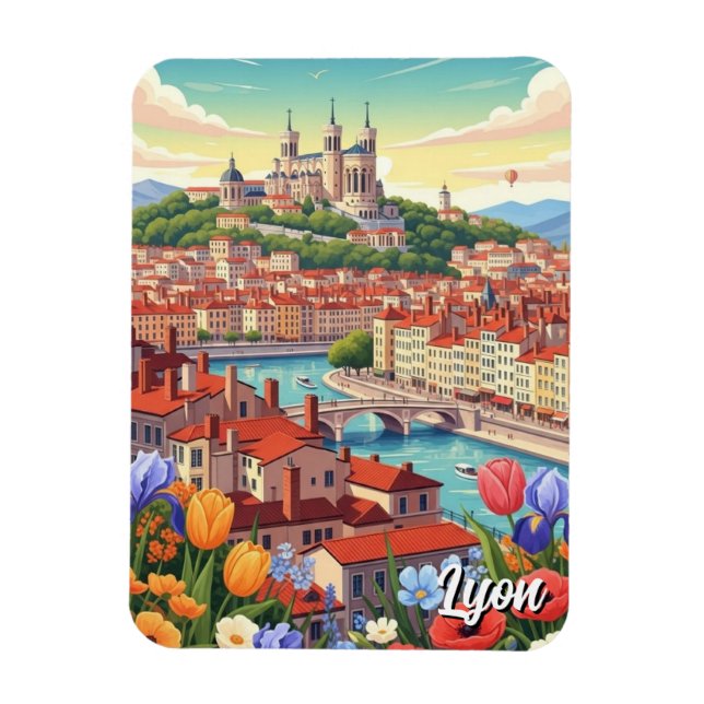 Flowers in Lyon France Basilica Travel Magnet (Vertical)