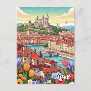 Flowers in Lyon France Basilica Travel Postcard