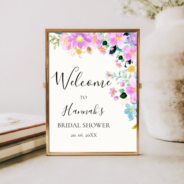 Flowers in pink tones boho Bridal Shower Poster (Creator Uploaded)