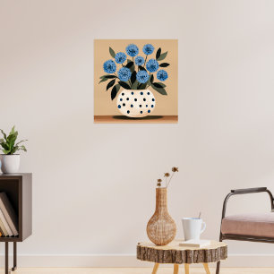 Flowers in Polka-Dot Vase Poster