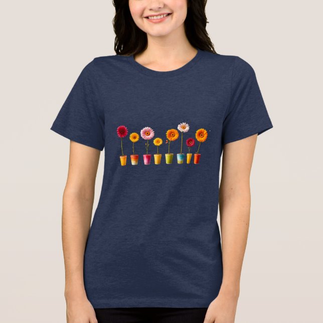 Flowers in pots Tri-Blend shirt (Front)