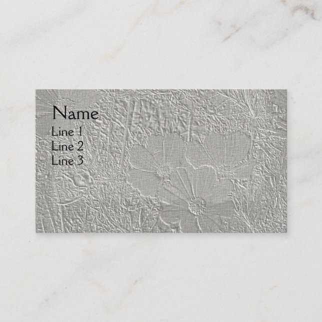 Flowers In Silver Grey Floral Art Business Card (Front)