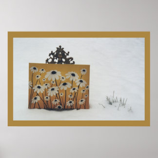 Flowers in Snow Poster