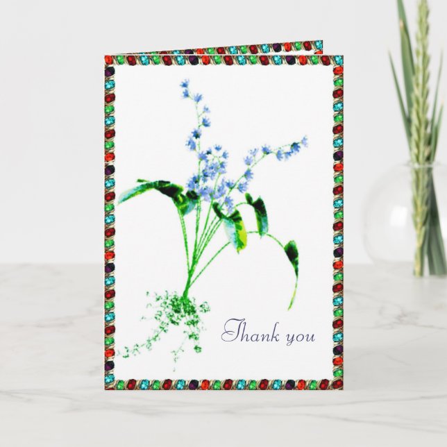 Flowers in Sparkles Frame Thank You Card (Front)
