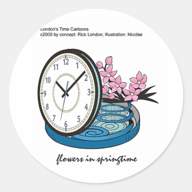 Flowers In Springtime Silly Funny Gifts & Tees Classic Round Sticker (Front)