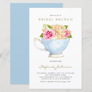 Flowers in Teacup Bridal Brunch Invitation
