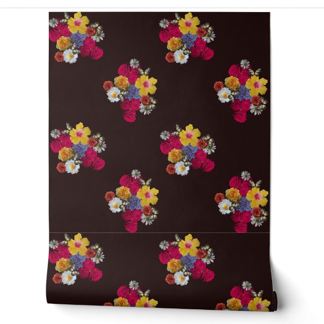 Flowers in the dark mixd media wallpaper (Unrolling)