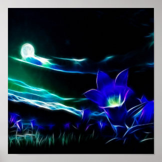 Flowers In The Moonlight Poster