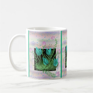 Flowers in the Wall, Teal Personalised Cup