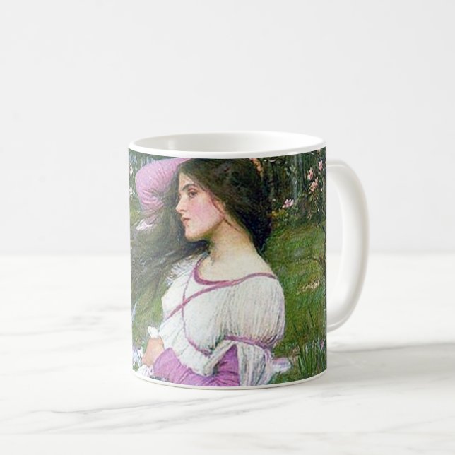 Flowers in the Wind, John William Waterhouse Coffee Mug (Front Right)