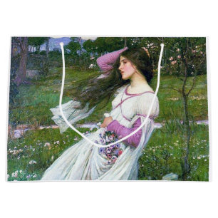 Flowers in the Wind, John William Waterhouse Large Gift Bag