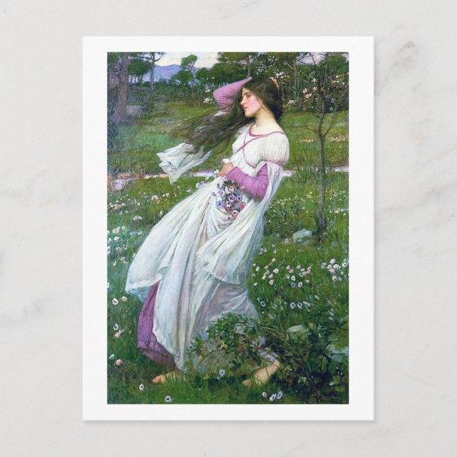 Flowers in the Wind, John William Waterhouse Postcard (Front)