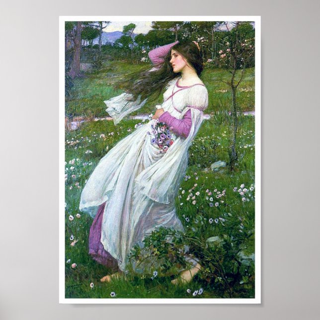 Flowers in the Wind, John William Waterhouse Poster (Front)