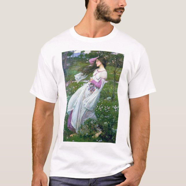 Flowers in the Wind, John William Waterhouse T-Shirt (Front)