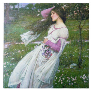 Flowers in the Wind, John William Waterhouse Tile