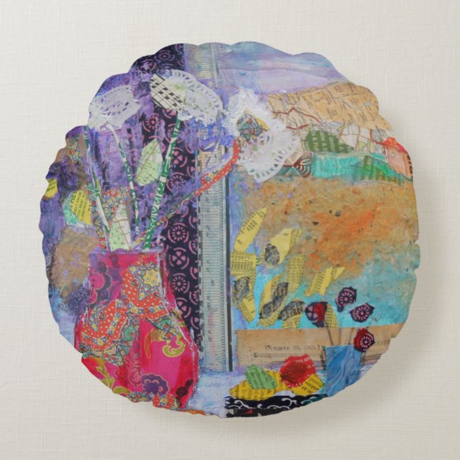 Flowers in the Window 2014 Round Cushion (Front)