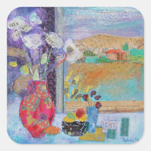 Flowers in the Window 2014 Square Sticker