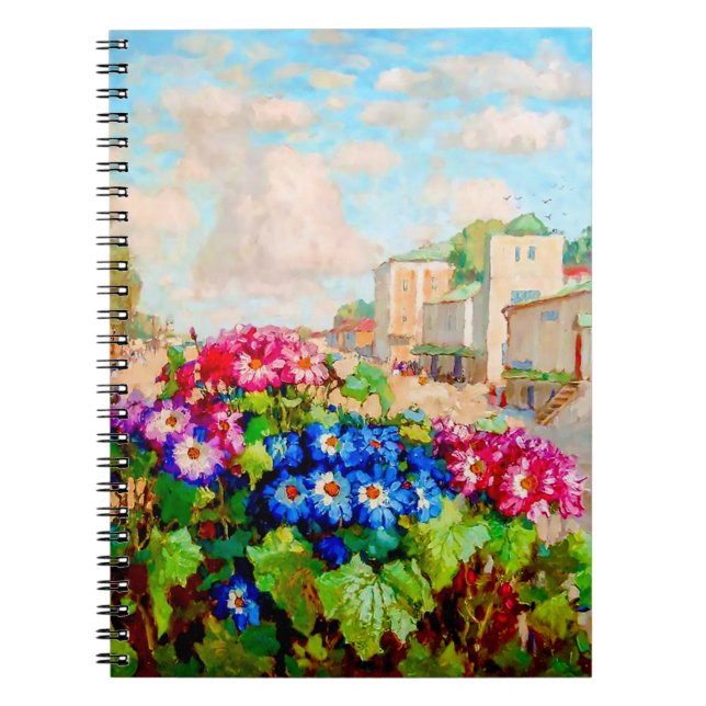 Flowers in the window by Konstantin Gorbatov Notebook (Front)