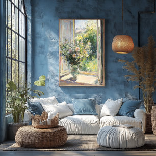 Flowers in Vase by Sunlit Window – Impressionist Poster